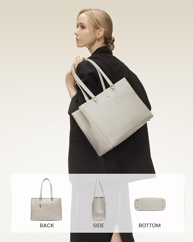 LOVEVOOK Laptop Bag for Women,15.6 Inch Laptop Tote Bag for Women,Vintage Leather Work Tote Bags Computer Teacher Bag,Waterproof Business Bag Office Briefcase