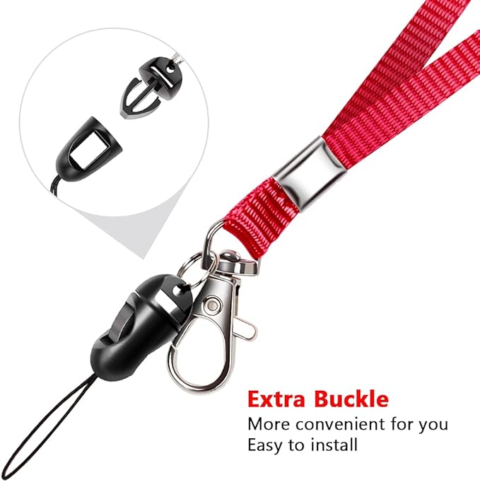 6 Pack Neck Lanyard with ID Badge Holder, Office Strap Lanyards, Stainless Metal Swivel Hook for Name Tag, Badge Holders, Keychains, Card, Rosy