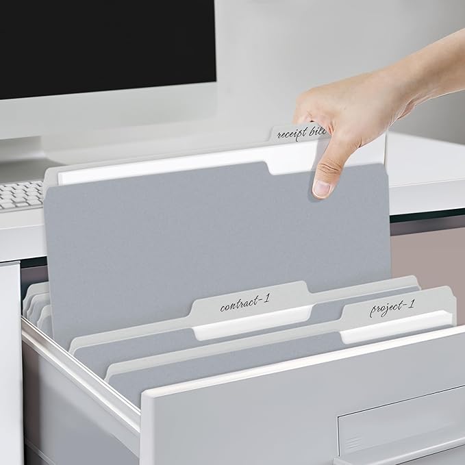 SUNEE File Folders, 30 Pack Manilla Folders 8.5 x 11, Colored File Folders Home Office School Supplies for Documents Files Paper, Gray