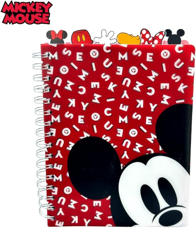 Innovative Designs Disney Minnie and Mickey Mouse Journal Notebook, Spiral Bound, 144 Lined Pages, 8 x 7 inches, Red