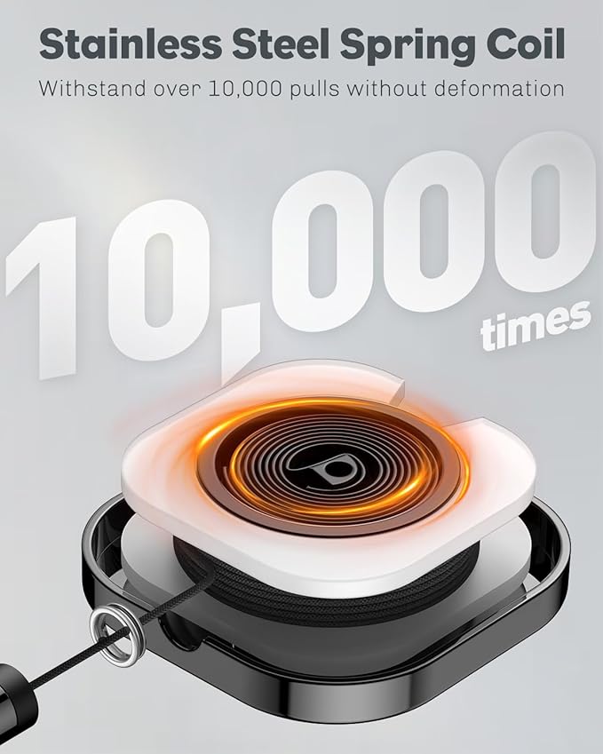 Uniclife 2 Pack Metal Retractable Keychain Heavy Duty Retractable Badge Reel for Badge Holder All Metal Casing with Stainless Steel Spring Coil 23.6 Inch Nylon Rope Belt Clip and Key Ring