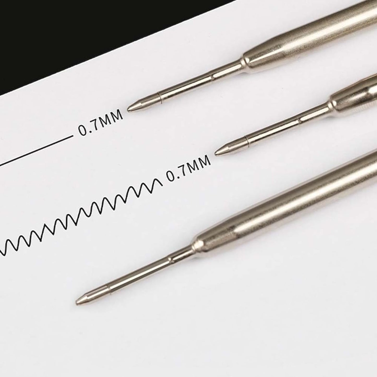 PapaBear Ballpen Medium Point Black Ink Refill Pack of 5-Replaceable Ballpoint Pen Refills 0.7 mm Tip - Metal Pen Refill (Black)