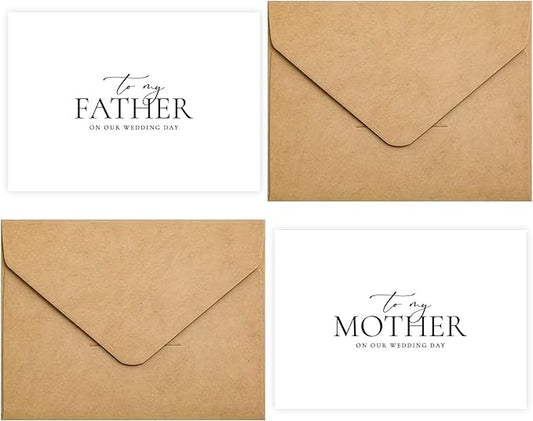 Set of 2 Wedding Day Card for Parents, Parents Of The Bride/Groom Gifts, To My Father On Our Wedding Day, To My Mother On Our Wedding Day.（Father/Mother A）