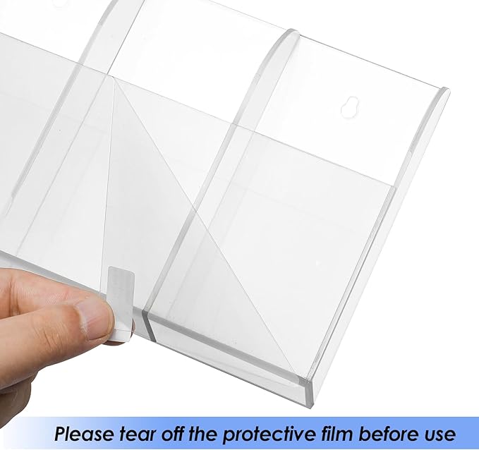 MaxGear 4 Pack Wall Mounted Marker Holder, 3 Compartments Acrylic Organizer for Remotes, Pens, Markers, Clear Desk Pen Holder for Whiteboard Accessories-7.8'' x 1.6'' x 5.5''