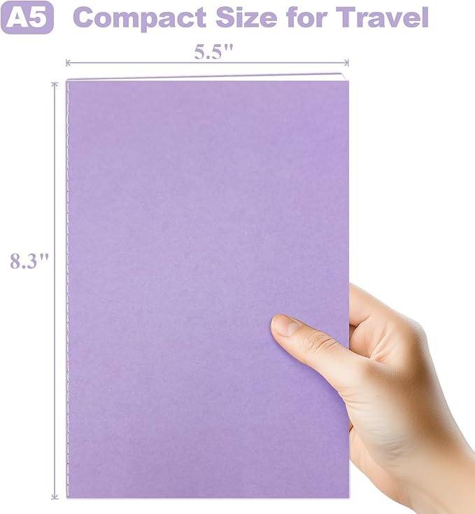 16 Pack Blank Books for Kids - 5.5"x 8.3", 60 Pages - Small Journals Bulk, Girls Notebooks for Drawing & Writing, Sketchbooks w/Colorful Soft Cover, Unlined Paper, A5 Travel Size