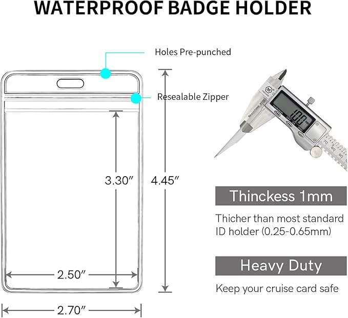 Retractable Waterproof Lanyard with ID Badge Reel Holder & Detachable Buckle for Ships Key Cards, Cruise Essentials & Must Have Accessories (B-4 Colors)