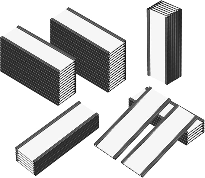 C Channel Magentic Label Holders 1x3 Inches,Magnetic Labels Shelf Label Data Card Holders,Pack of 50