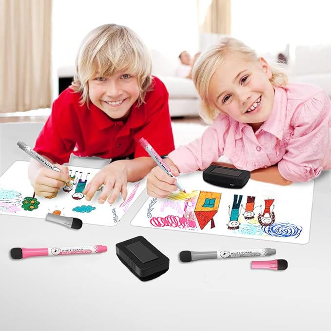 Magnetic Dry Erase Board Fridge Whiteboard Sheet 12"x 8", Easy to Write and Clean, Small Refrigerator White Board for Home Kitchen Shopping List & to Do List, 2 Markers and Eraser with Magnets