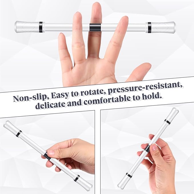 Outus 2 Pieces Spinning Pen Rolling Finger Rotating Gaming Trick Pen Mod with Tutorial No Refill Stress Releasing Brain Training Toys for Adults Office Supplies(White and Black)