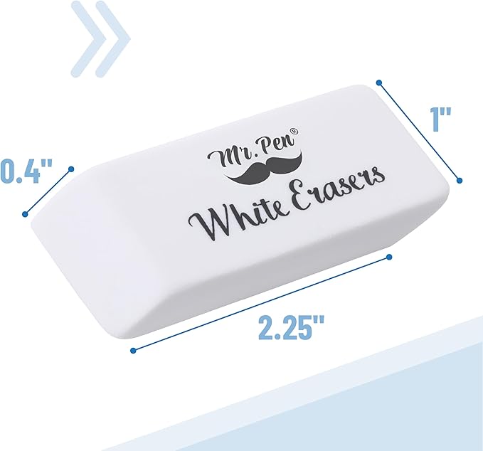 Mr. Pen- White Pencil Eraser, 36 Pack, Block Erasers for Pencils, Mr Pen Erasers for School, Large Eraser