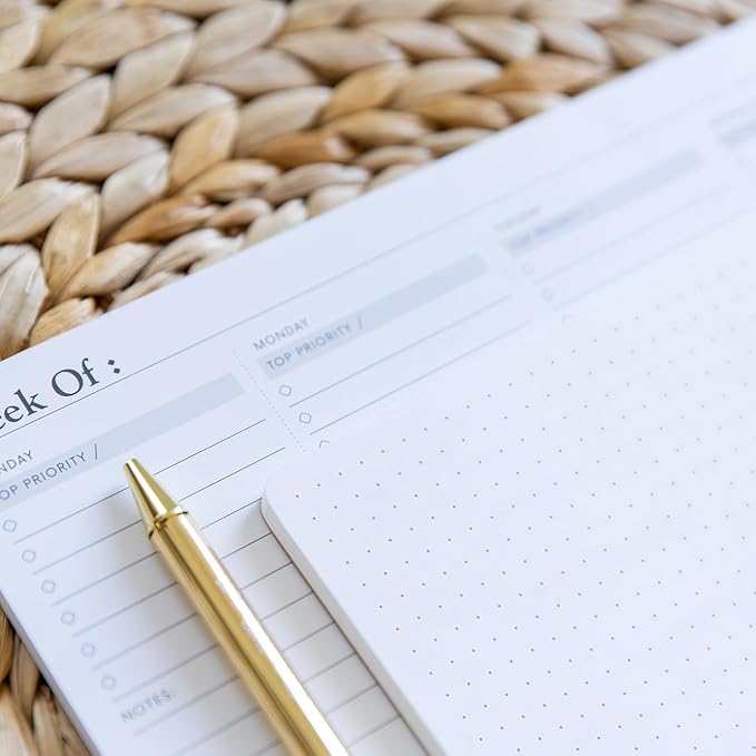 Notsu Dot Grid Small Desk Notepad 2 Pack | Minimalist Dotted Memo Note Pads with Premium Thick Paper, 3.9" x 6.3"