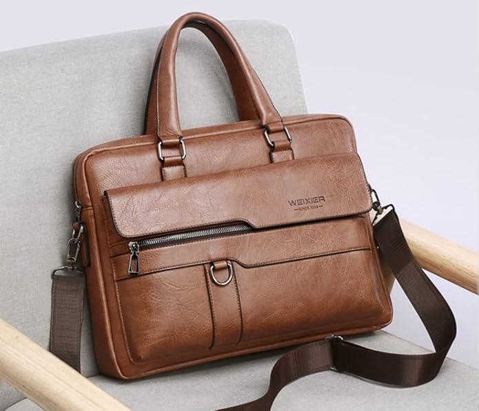 Mens Messenger Bag Leather 15.6 Inches Laptop Briefcase Large Laptop Bag Satchel Crossbody Bag