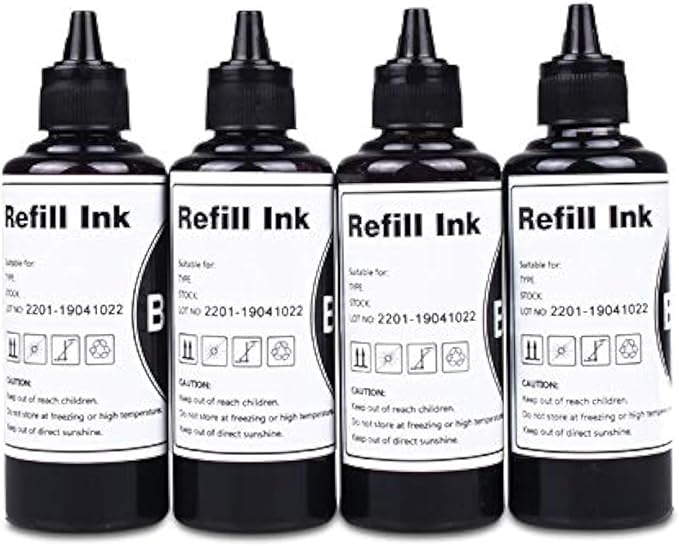 Black Regular Refilled Ink for T254 T252XL120-BCS T252XL220 T252XL320 T252XL420 Workforce WF-7710 WF-7720 WF-7210 WF-3630 WF-7620 WF-7610 WF-3640 WF-3620 Use for Refillable Cartridges or CISS