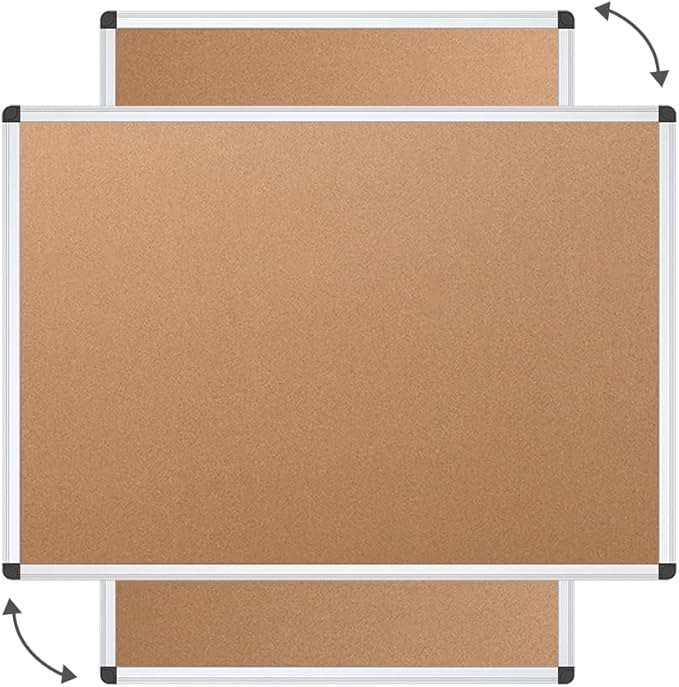 VIZ-PRO Cork Notice Board, 36 X 24 Inches, Pack of 2, Silver Aluminium Frame