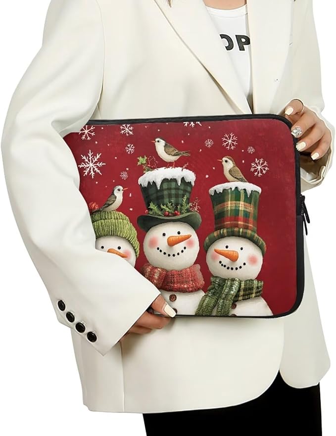 Cute Snowman Laptop Protective Sleeve for Women 13 inch Computer Sleeve Bag Christmas Neoprene Lap Top Case Suitable Gifts for Travel School Office Neatly Organizers Laptop Accessories