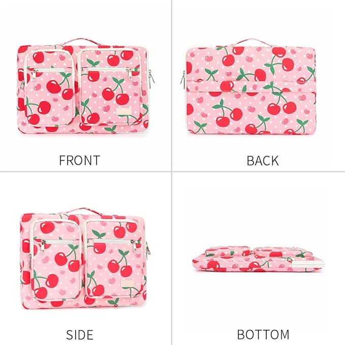 canvaslife 360° Protective Laptop Sleeve Case Bag Cover with Handle For iPad 12.9 inch,MacBook Pro Air 13" and 12.5 inch-13.3 inch Laptop (Cherry)