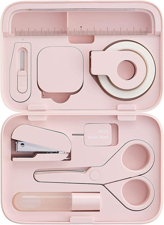 Plus Stationery Kit Pink (Scissors, stapler, tape, liquid glue, cutter, ruler, tape measure, pin for SIM card replacement) TD-001 30-211 With Original Stylus Ballpoint Touch Pen