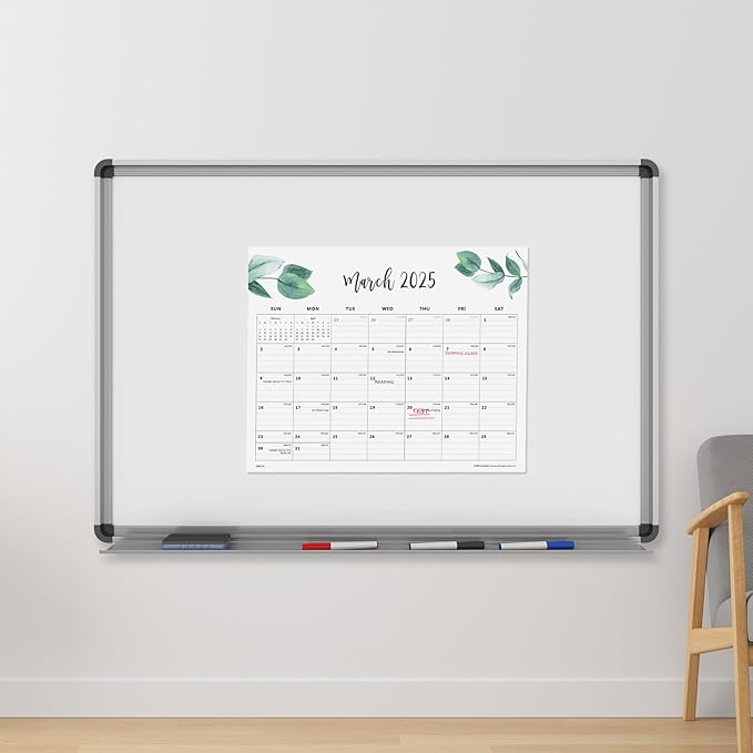 Cabbrix Magnetic Desk Calendar 2024-2025, Aesthetic Refrigerator Calendar 15 x 12 Inch Runs From Now to Dec 2025, Desk Blotter Calendar for Home School and Office(Green Leaf)