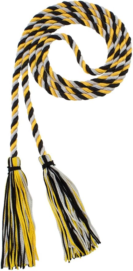 Tassel Depot Graduation Honor Cord - Black/Gold/Gray - Every School Color Available - Made in USA