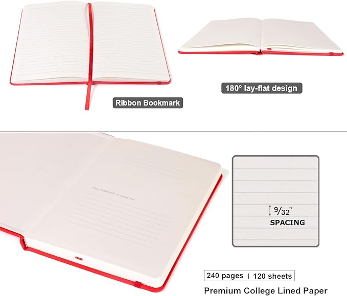 Comix 8 Pack Lined Journal Notebooks for Work, 240 Pages, 5.5"x8.3", Hardcover, A5 Medium College Ruled, Journaling Notebooks for Notes-Taking, Fits for Office School Home