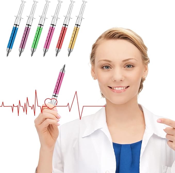 MultiColor Macaron Syringe Pens Writes In Black Ink, Party Favors Nurse Pens Imaginary Doctor Play Return Gift Office Supplies (12Color, 24Pieces)