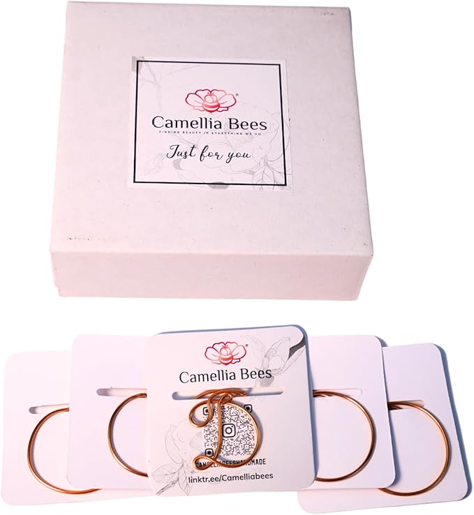 Personalized Initial Copper Bookmark, Set of 5, Handmade Copper Gift for Her, Him, Couple on Birthday, Wedding Anniversary, Alphabet Bookmark (D)