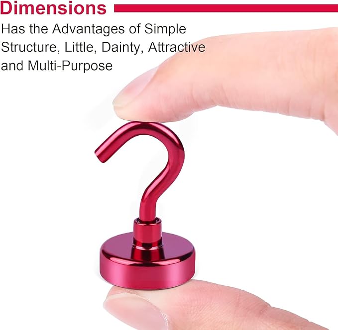 DIYMAG Magnetic Hooks, 30Lbs Strong Heavy Duty Cruise Magnet S-Hooks for Classroom, Fridge, Hanging, Cabins, Grill, Kitchen, Garage, Workplace and Office etc, (15 Pack-Red)
