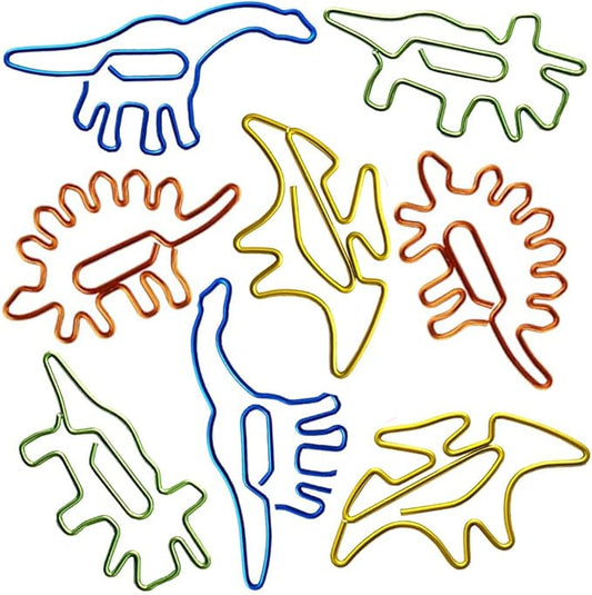 Creative Office Supplies Dinosaur Paper Clips,40pcs Dinosaur Shaped Paperclip,Metal Bookmark Clips Cute Home Office Library Paper Clip (A) …
