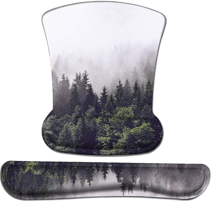 iCasso Keyboard Wrist Rest and Mouse Wrist Rest Pad, Made of Memory Foam, Ergonomic Support, Easy Typing and Relieve Wrist Pain, Perfect for Gaming, Computer, Office, Laptop (D-Forest)