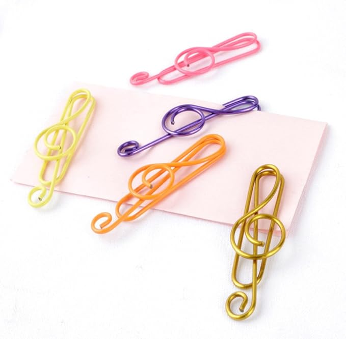 Paper Clips,Hdtyyln 20Pcs Metal Creative Musical Notes Style Cute Paper Clips Assorted Metal Paper Clips Musical Notes Clips Music Office Accessories for Desk Bookmark Office School Notebook Colors