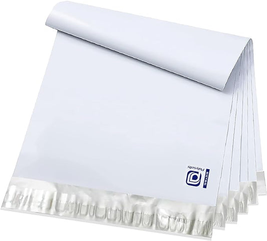POLYSELLS 100 pcs 19x24 Inches White x Silver Poly Mailers Shipping Envelopes, Strong Adhesive Sealing, Waterproof, and Tear-resistant Postal Mailing Bags for Clothing, Books, and Accessories
