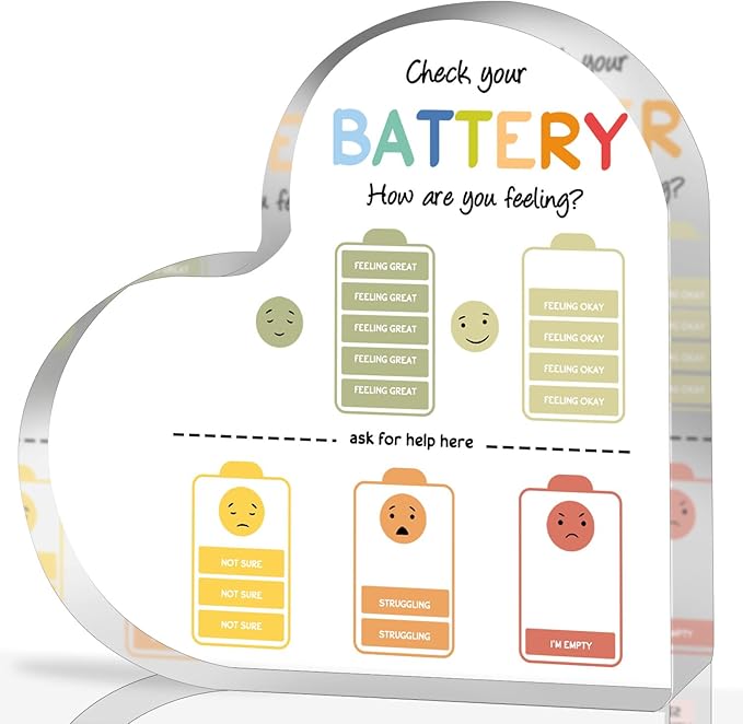 Mental Health Gift, Mental Health Decor, Mindfulness Decor for Therapy Office Acrylic Heart Gift, Mental Health Decorations for Social Worker Classroom School Counseling Therapist Supplies Educational