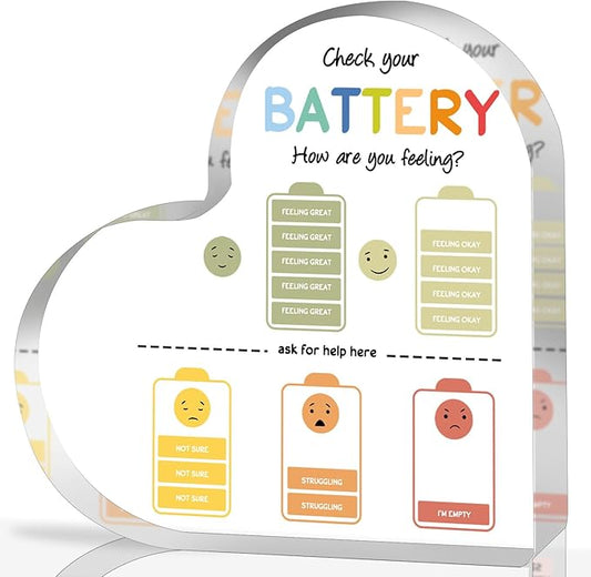 Mental Health Gift, Mental Health Decor, Mindfulness Decor for Therapy Office Acrylic Heart Gift, Mental Health Decorations for Social Worker Classroom School Counseling Therapist Supplies Educational