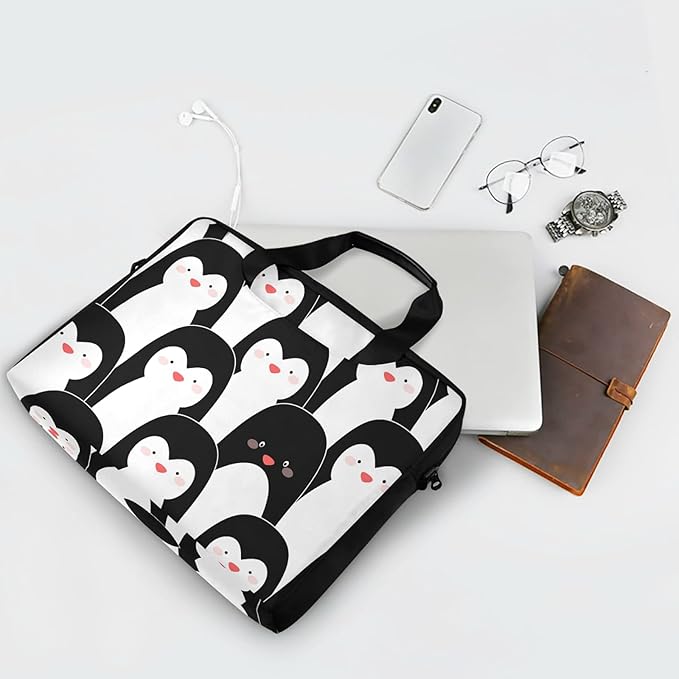 Cute Penguin Laptop Bag Case Laptop Messenger Bag Briefcase for Men Women