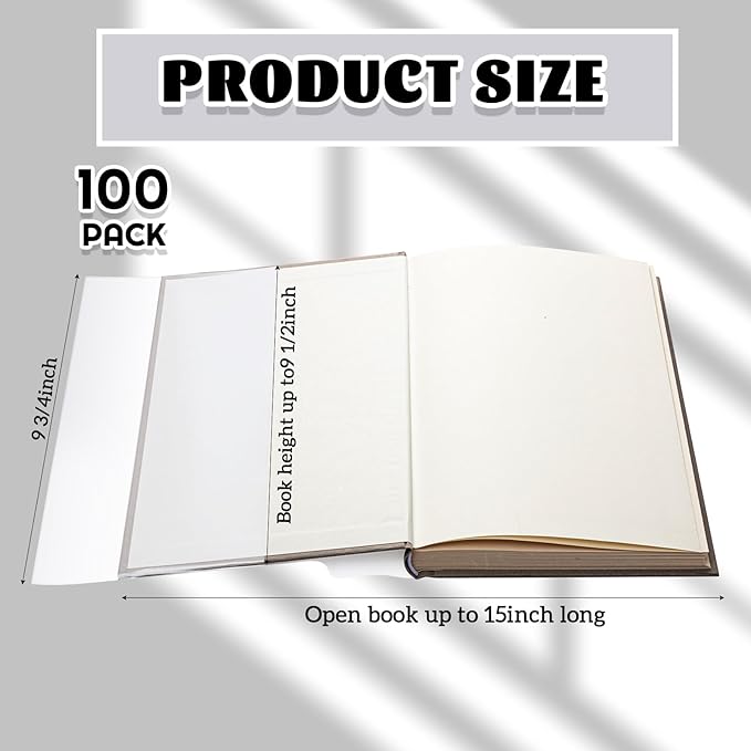 ReliThick 100 Pack Adjustable Transparent Book Covers 9.5 x 15 Inches Clear Plastic Waterproof Covers, with Self Adhesive Closure, Protector Against Dust, Wear, Paperback Sleeve for Books