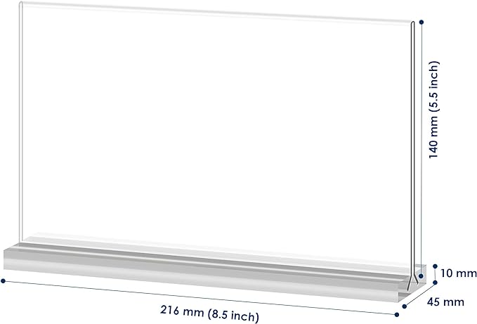 newnewshow Acrylic Sign Holder 8.5x5.5 Inch 3 Pack Horizontal T Shape Double-Sided Desktop Display Holder. (Optional 8.5x11 8.5x5.5 5x7 Horizontal and Vertical)