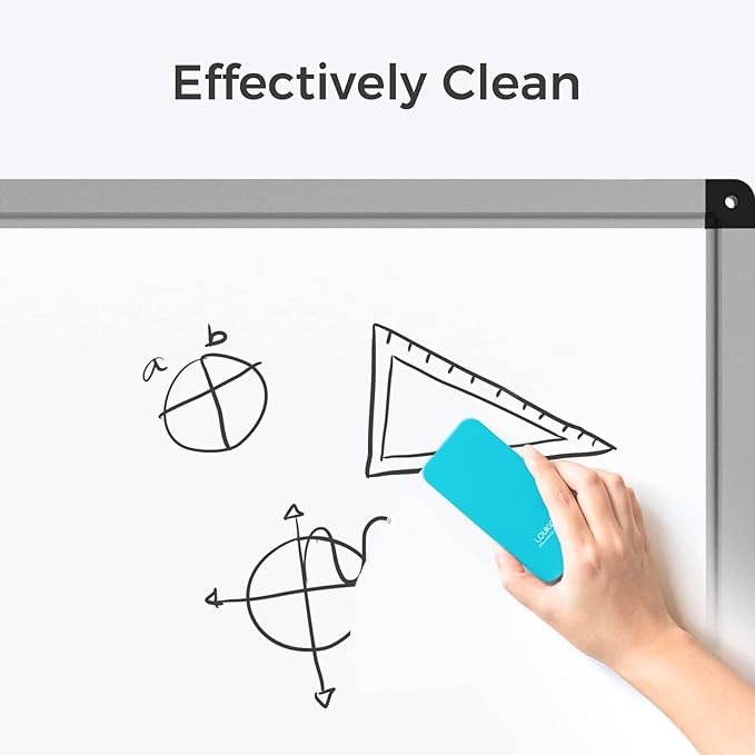 LOUKIN Magnetic Dry Erase Eraser, Whiteboard Eraser, Glass Board Eraser(Blue), One Bottle of 3.4 fl oz Whiteboard Cleaner Included, for Classroom, Home and Office Use