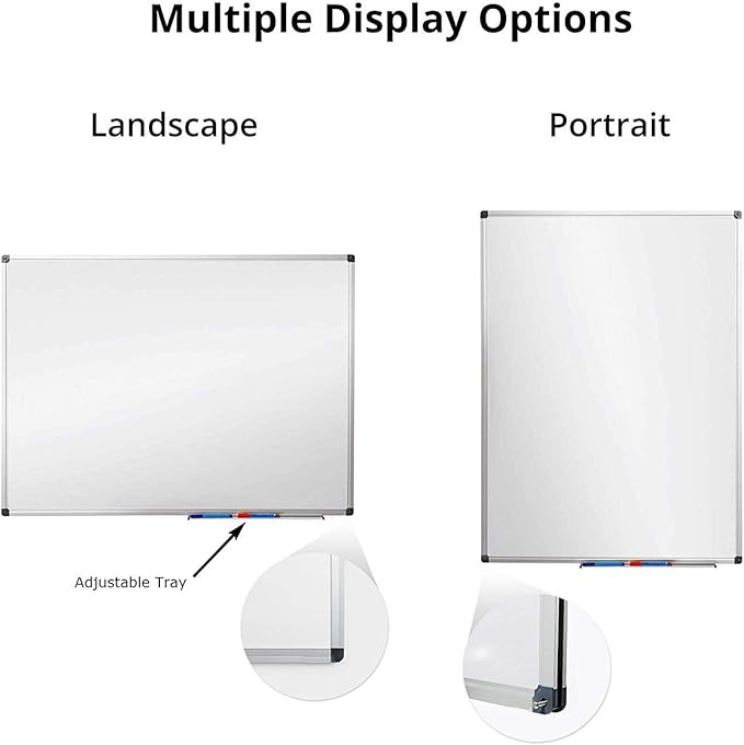 36 x 24 inch Magnetic Dry Erase Board, DexBoard Mall-Mounted Aluminum Frame White Board with Pen Tray, Dry Erase Marker Whiteboard for Office, School and Home Usage