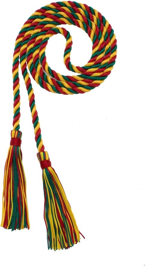 Tassel Depot Graduation Honor Cord - RED/DK Green/Gold - Every School Color Available - Made in USA