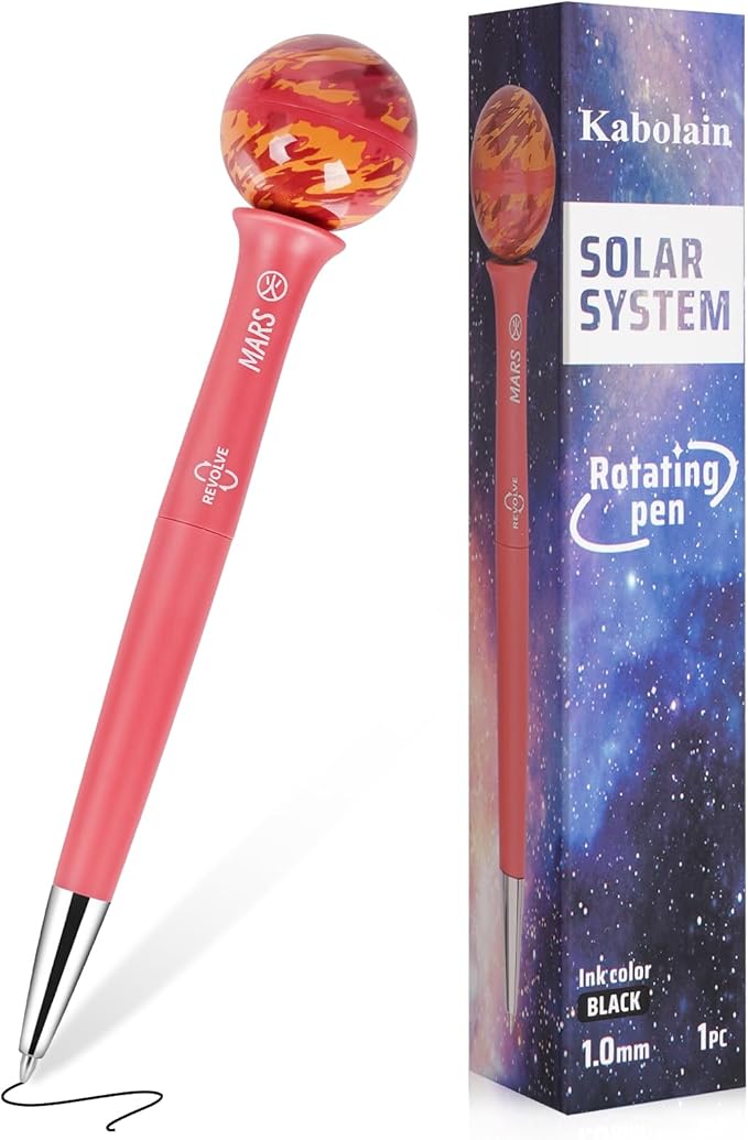 Rotating Gel Ink Rollerball Mars Pen, 1.0mm Black Nib, Students Decompress the Rotary Pen,with Quick-Drying Ink Suitable for Schools, Offices