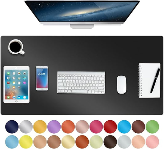 ‎Boutilon Leather Desk Pad 35"x 17" Non-Slip Mouse Pad,Office Desk Mat,Waterprooft PU Leather Desk Blotter,Desk Pad Protector,Desk Writing Pad for Home Office Decor (L-Black,35"x 17")