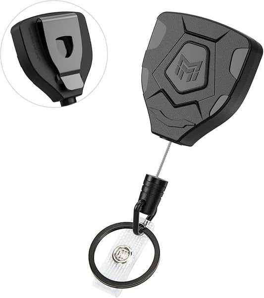 MNGARISTA Heavy Duty Retractable Keychain with Belt Clip, Retractable ID Badge Reel, Badge Holder with 31.5' Steel Cord and Key Ring, 9.0oz