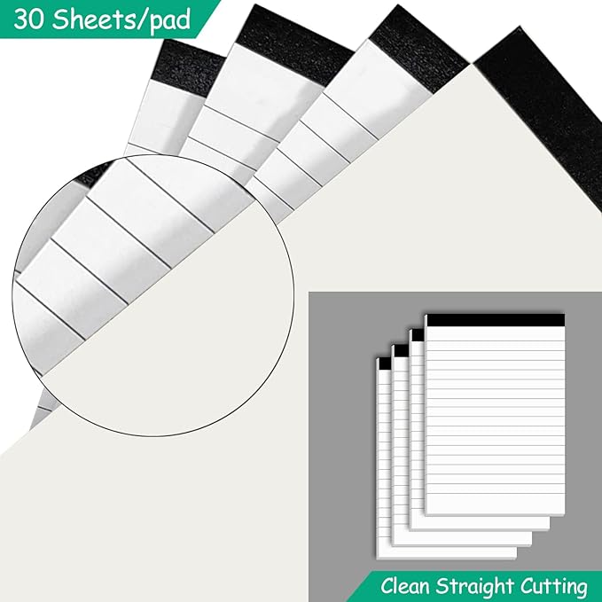 Notepad for Daily Planning and Organization of Work – 4 x 6-inches Lined Paper – Thick Bright White Paper – 30 Pages – Note Pads Ruled Pages – Pack of 10