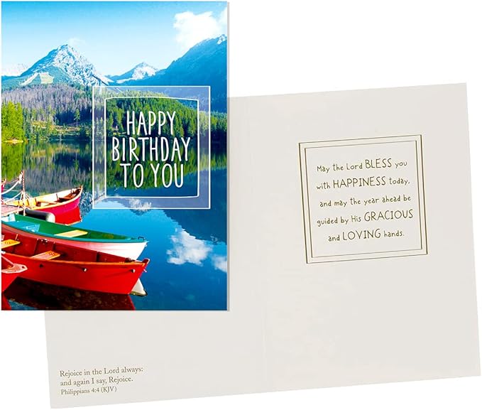 Paper Craft IG98638-RE Religious Birthday Card Assortment Box Set with Envelopes, 12 Cards, 4.75'' W x 6.5'' H, Cupcake, Kitten, Landscape, and Floral Photography