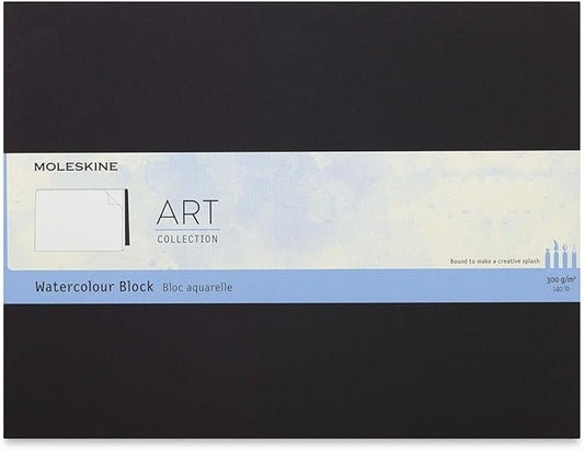 Moleskine Art Watercolor Block, Hard Cover, XL (7.5" x 9.75") Plain/Blank, Black, 20 Pages