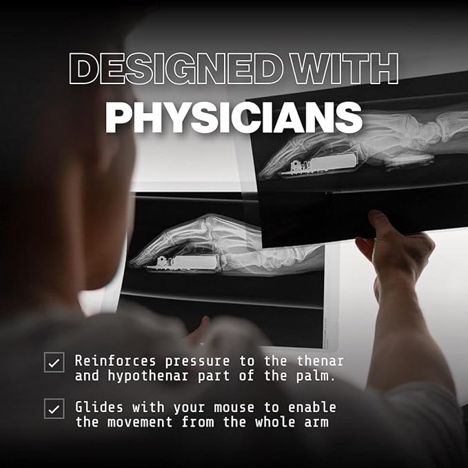 DELTAHUB Carpio 2.0 - Left-Handed Truly Ergonomic Wrist Rest for Mouse, Carpal Tunnel Support, Pain Relief, Anti-Fatigue, Easy Glide, Sleek, Office Computer, Laptop, Gaming - Large, Black