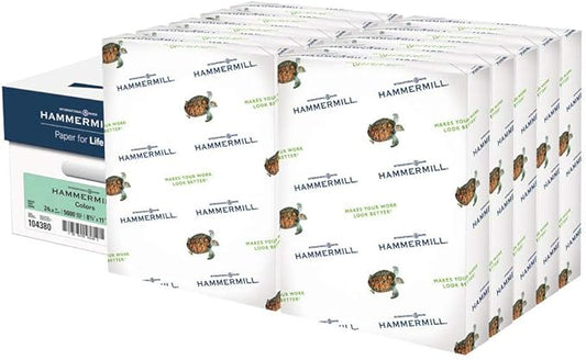 Hammermill Colored Paper, 24 lb Green Printer Paper, 8.5 x 11-10 Ream (5,000 Sheets) - Made in the USA, Pastel Paper, 104380C