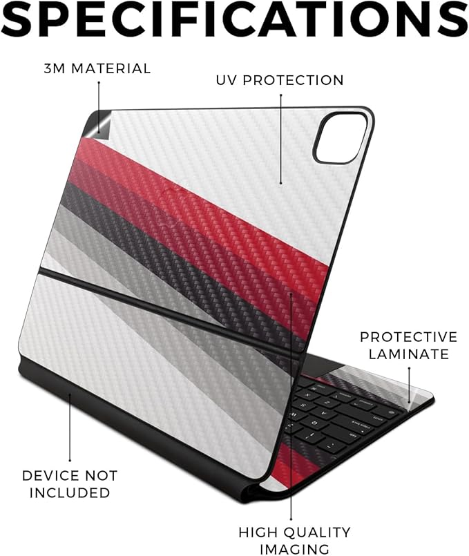 Carbon Fiber Skin Compatible With Apple Magic Keyboard for iPad Air 13-inch (M2) 2024 - Slant Stripes - Premium 3M Vinyl Protective Wrap Decal Cover - Easy To Apply | Crafted in the USA by MightySkins