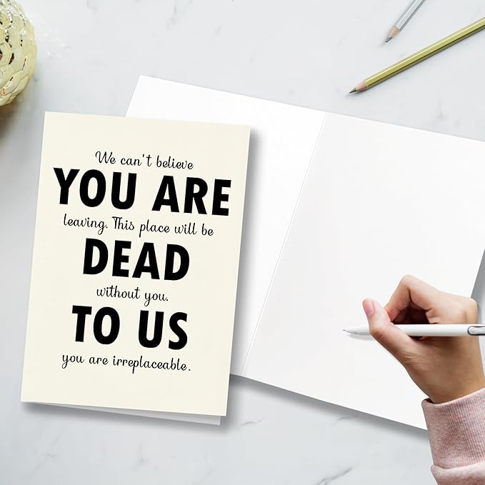 Funny Cards for Departing Coworkers,Cute Retirement Card Gifts, Cards for Bosses, Colleagues, Missing You Card, Congratulations On New Job Card, 'To us, You Are Irreplaceable'