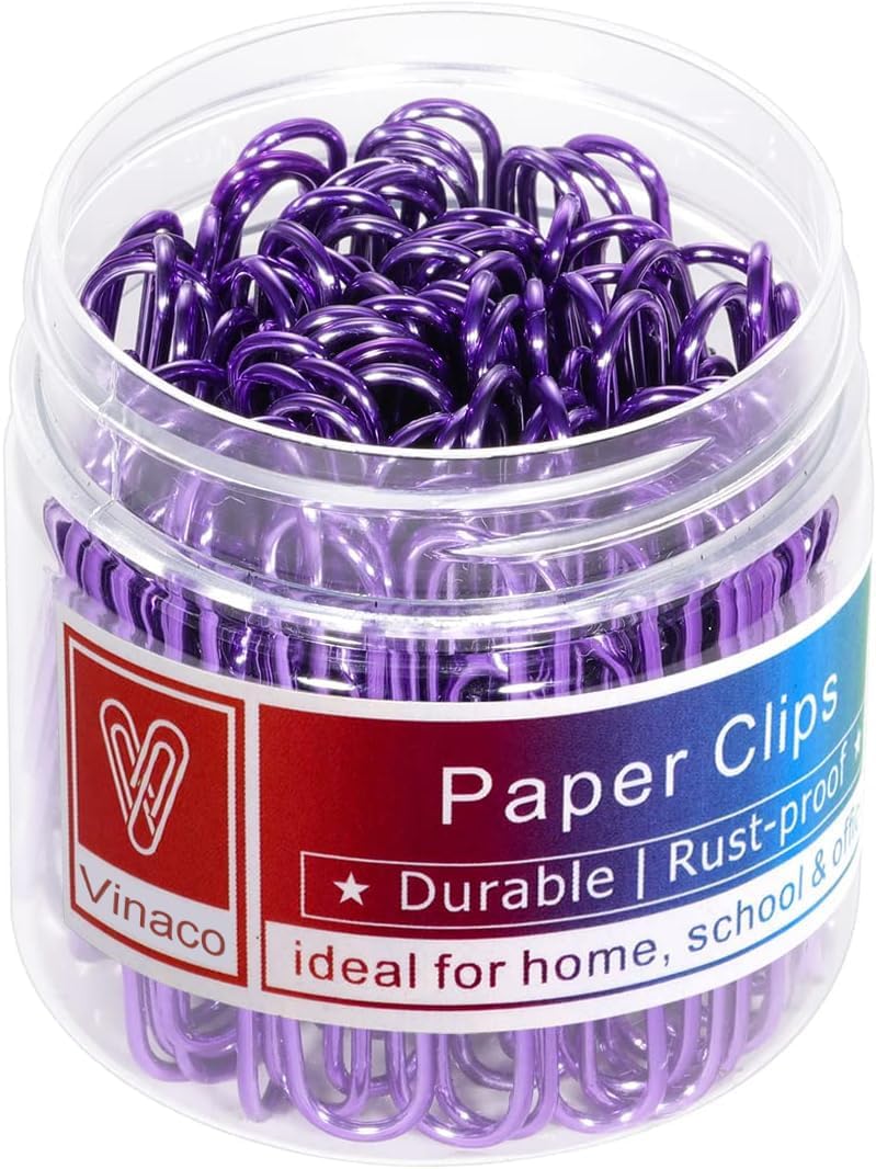 Vinaco Purple Jumbo Paper Clips, 100 Pack, 2 Inch (50 mm), Durable & Rust Resistant, Great for Office, School and Personal Use